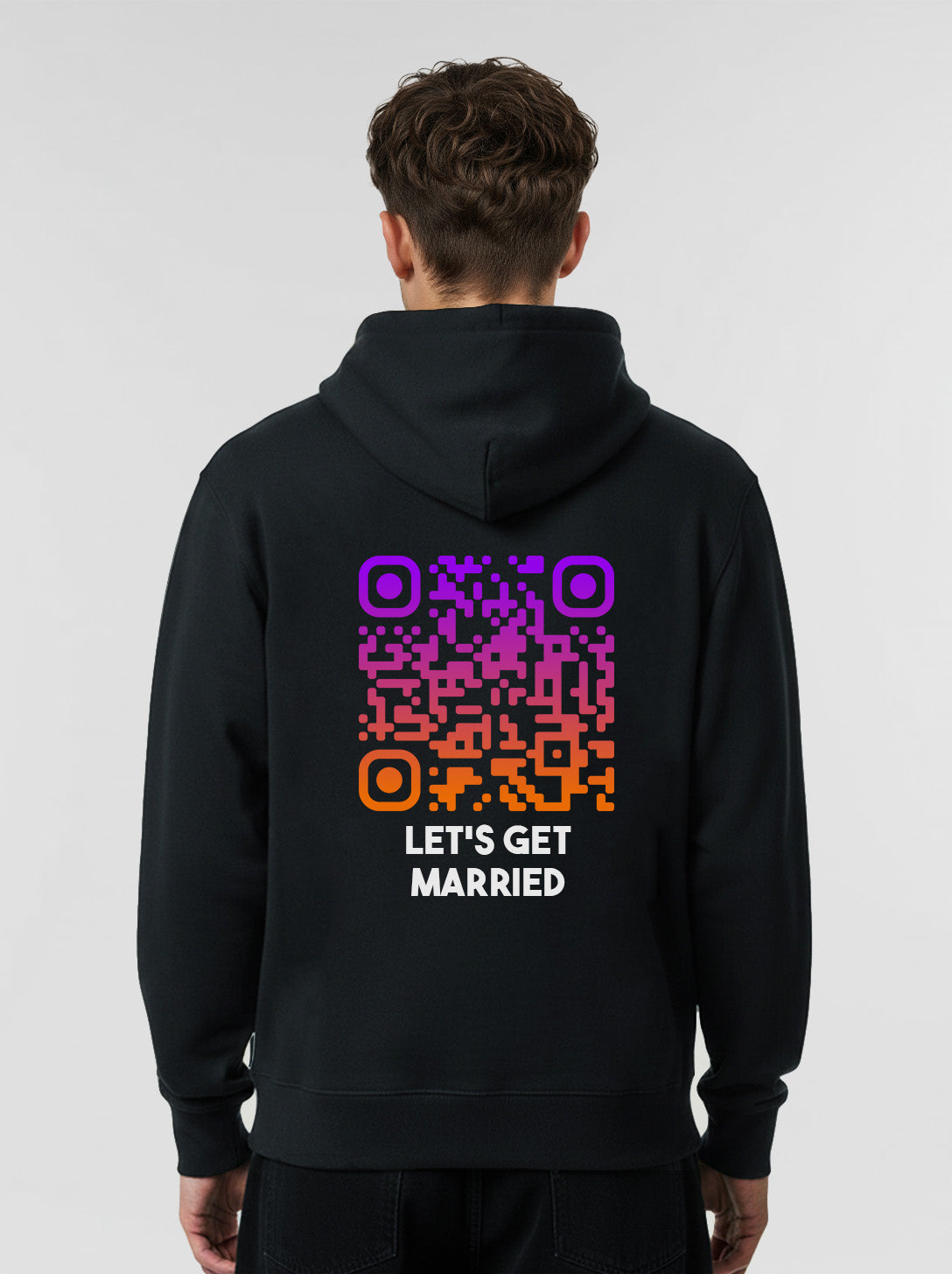 Sweat à capuche QR code unisexe - Let's Get Married - SUNSET