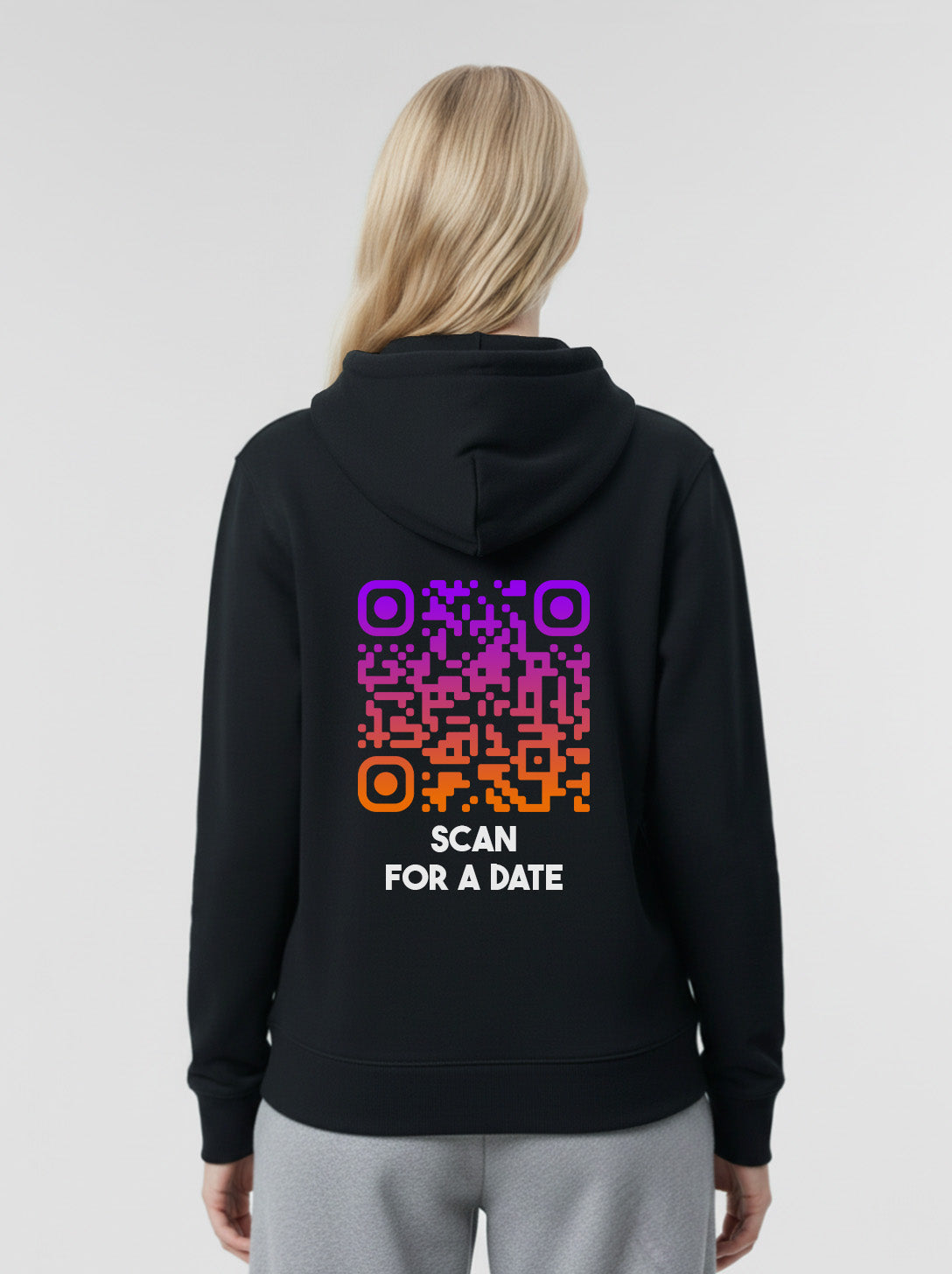 Sweat à capuche QR code unisexe - Scan For A Date - SUNSET