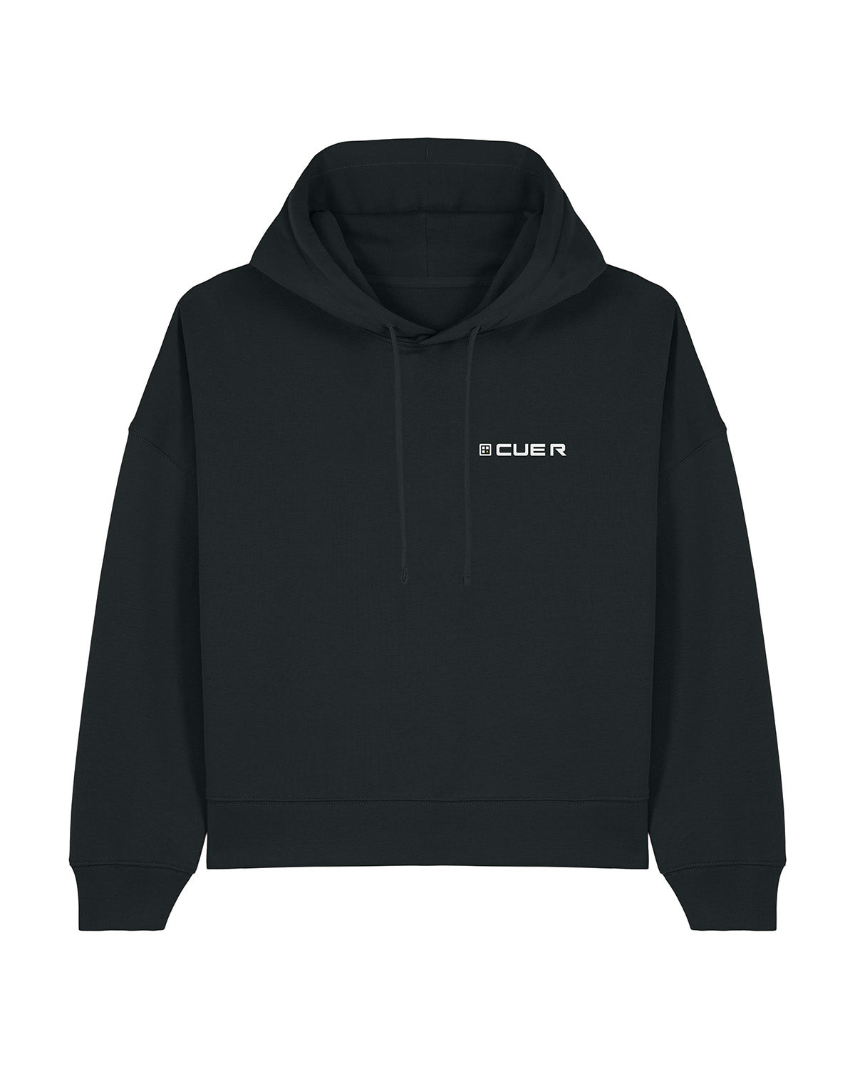 qr code women hoodie black front logo