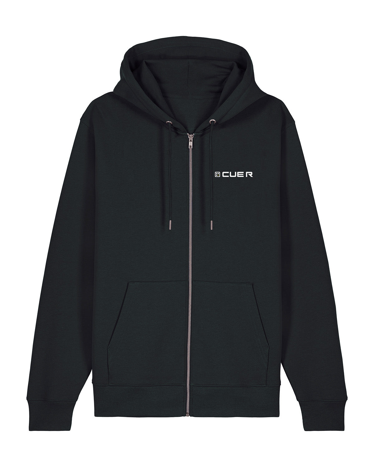 qr code zip hoodie black front