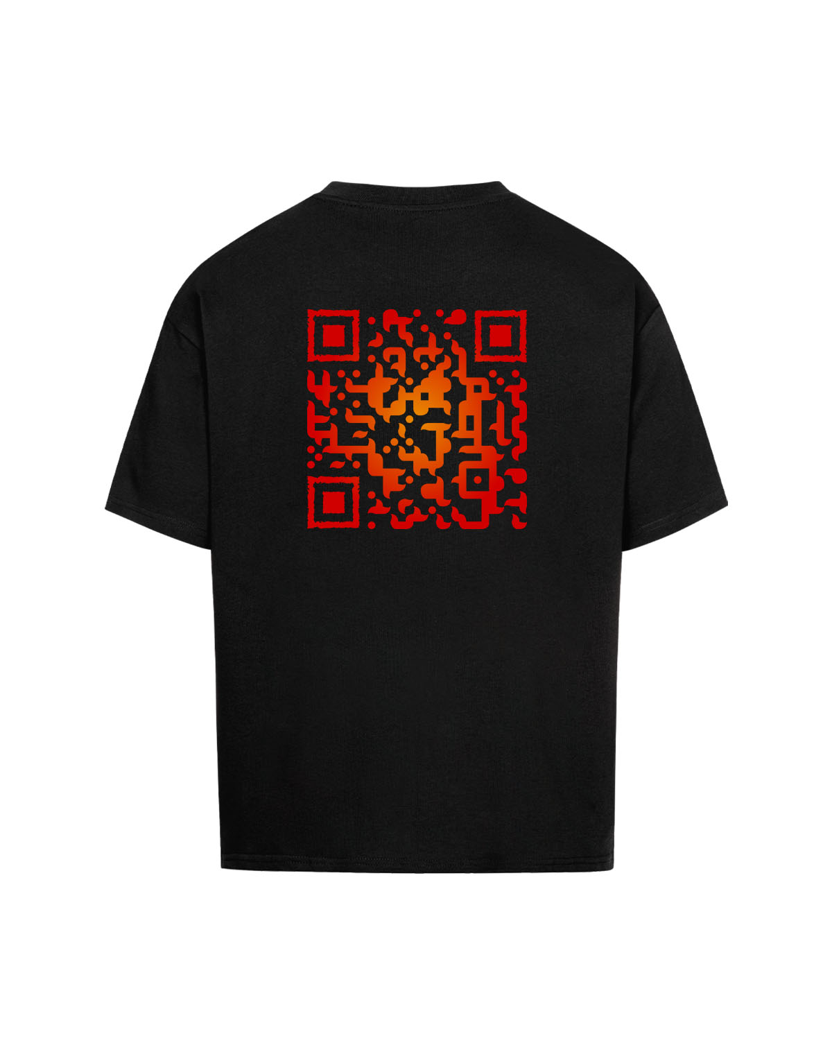 qr code oversized t-shirt black fireball