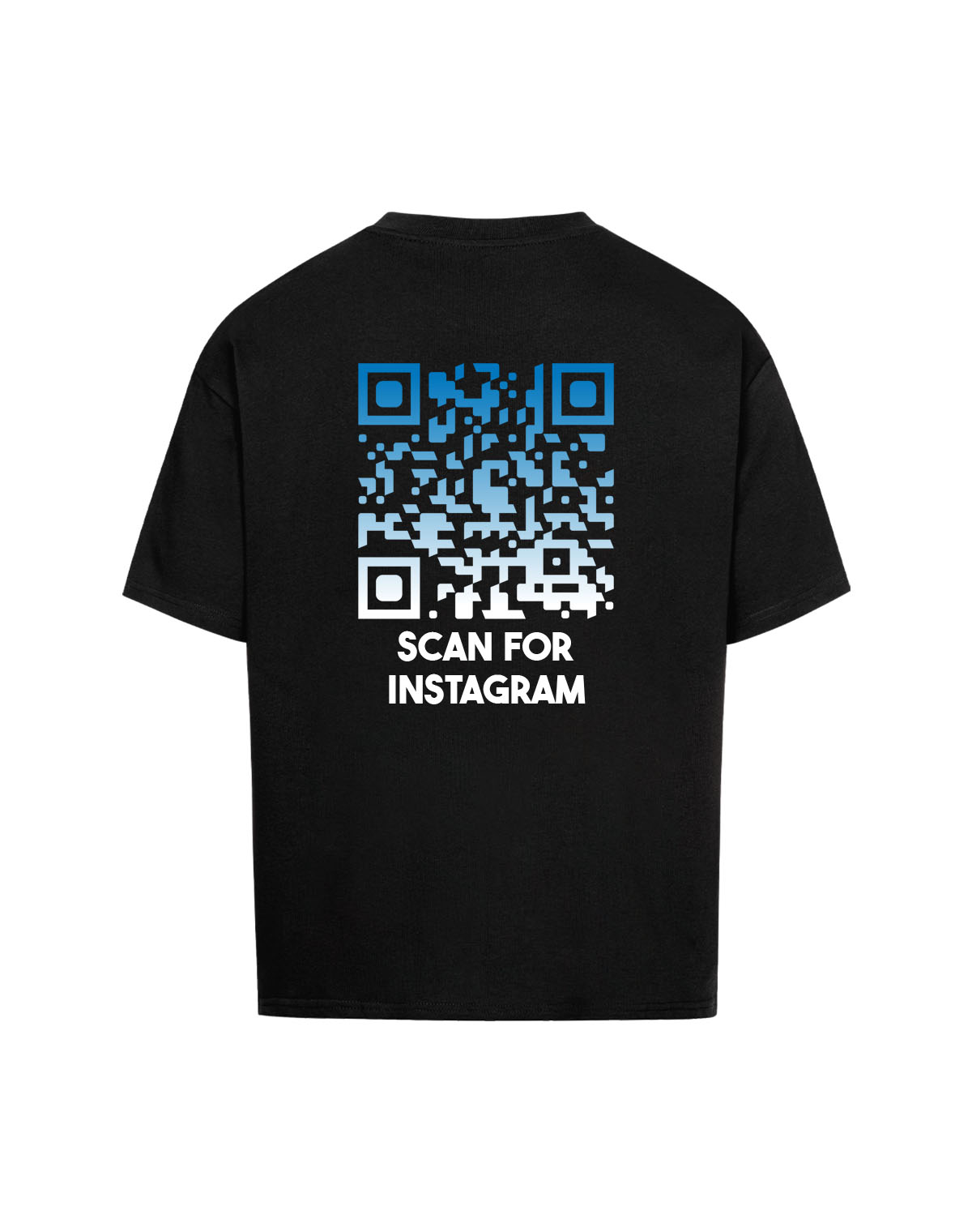 qr code oversized t-shirt black nightfall scan for instagram