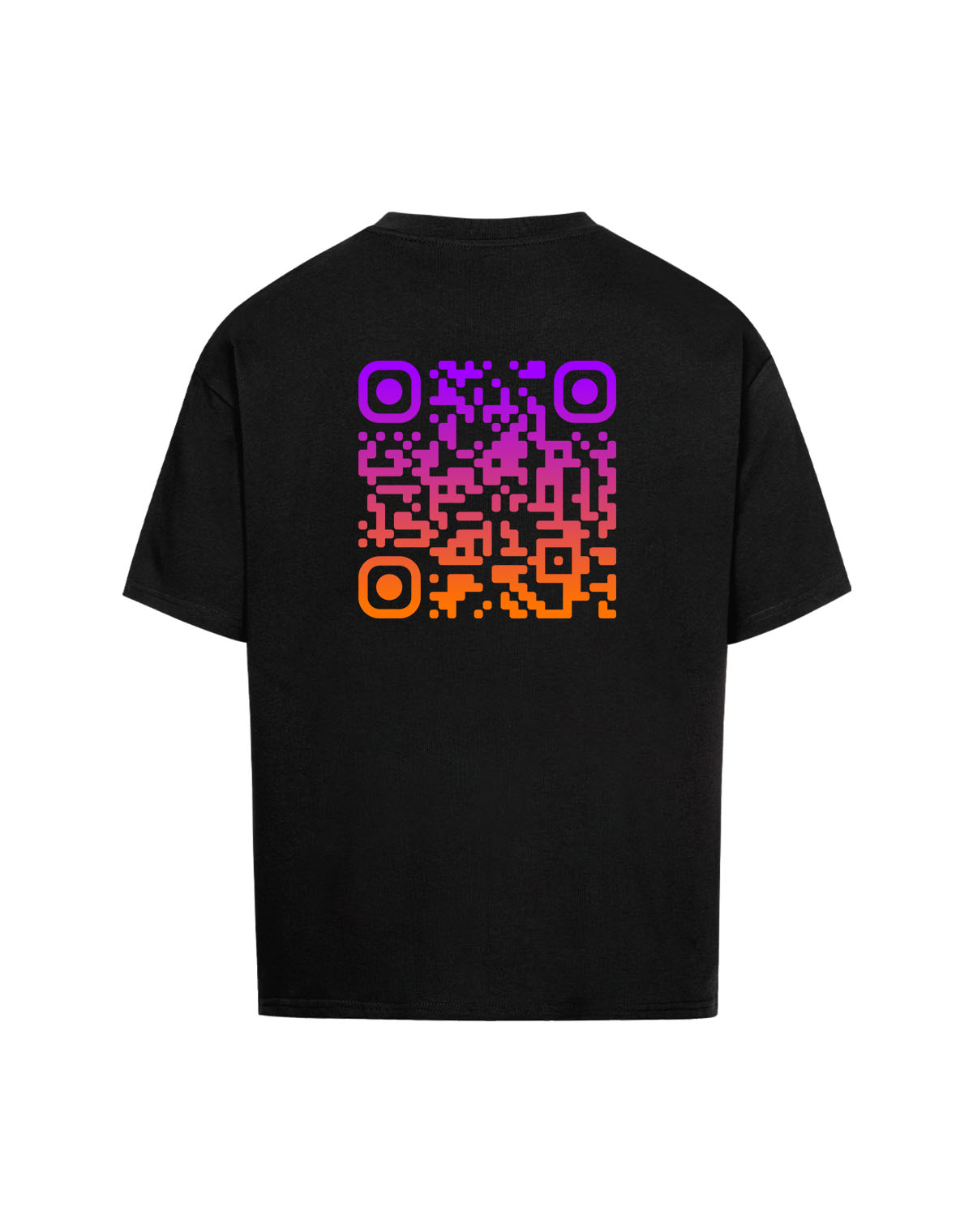 qr code oversized t-shirt black sunset