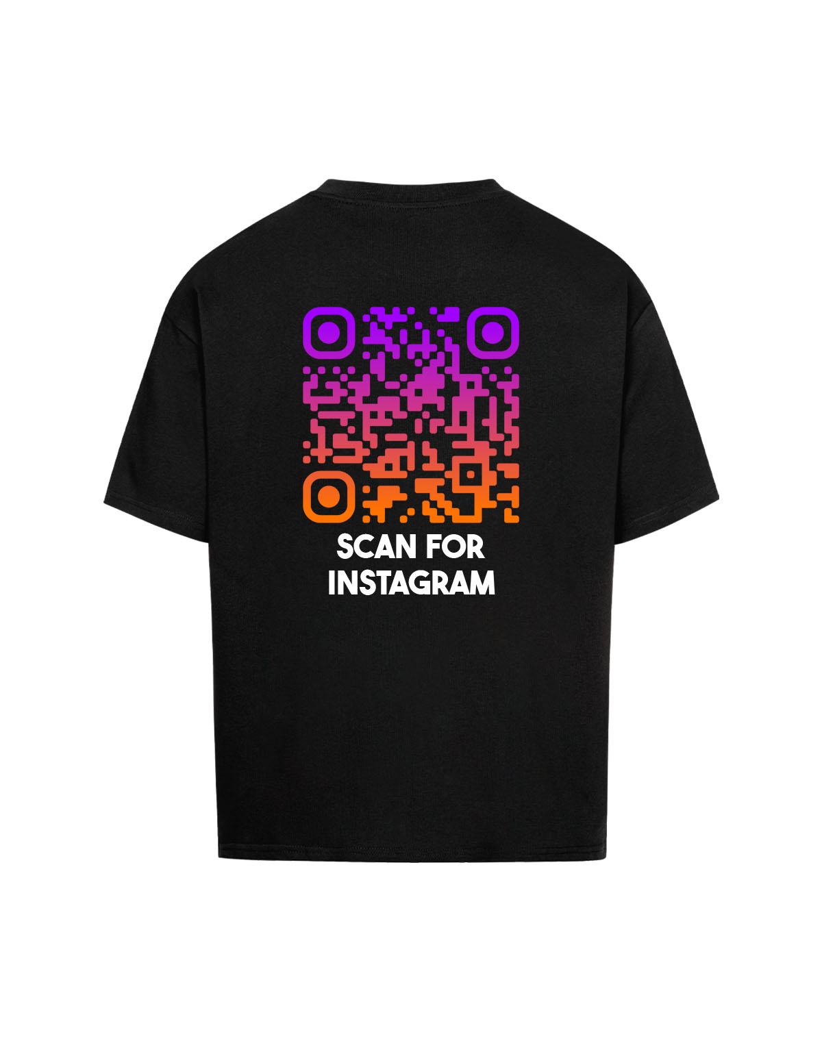 qr code oversized t-shirt black sunset scan for instagram