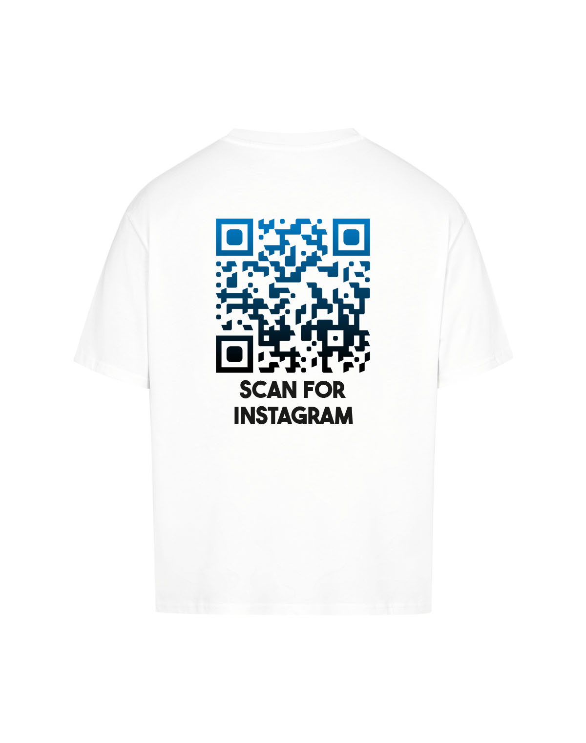 qr code oversized t-shirt white nightfall scan for instagram