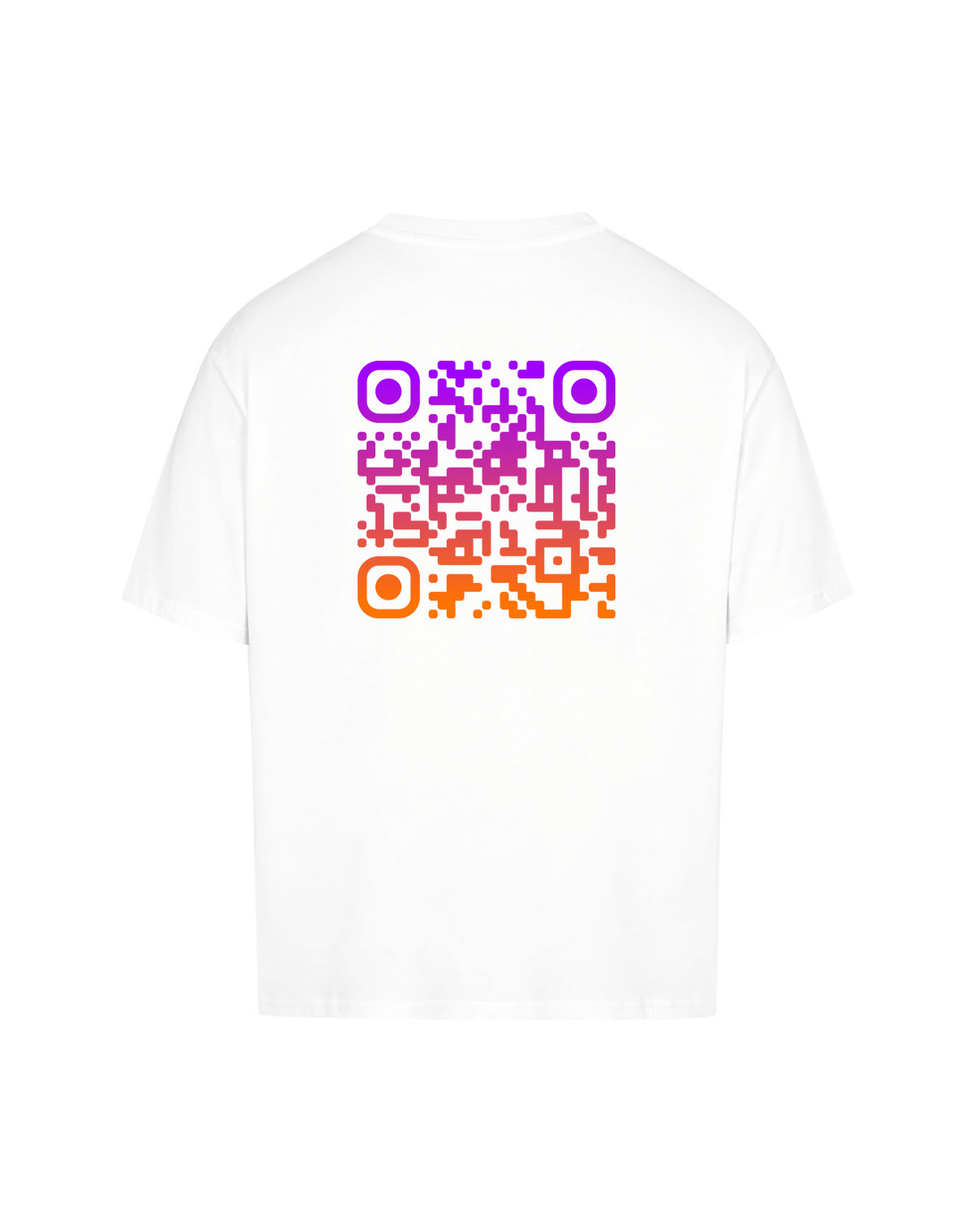 qr code oversized t-shirt white sunset