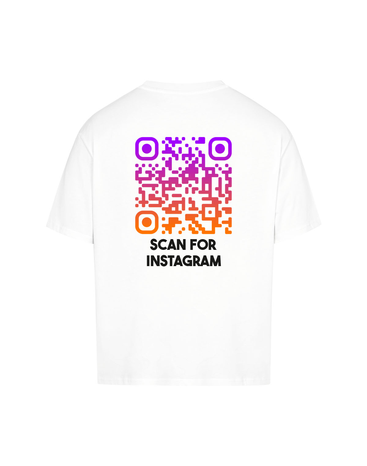 qr code oversized t-shirt white sunset scan for instagram