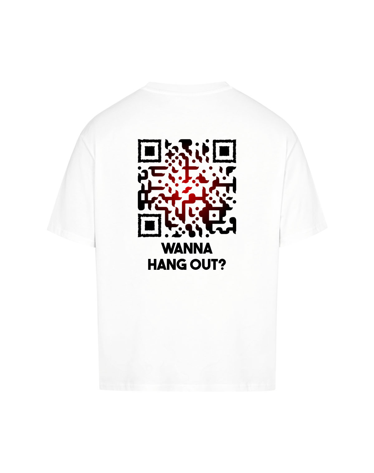 qr code oversized t-shirt white wanna hang out