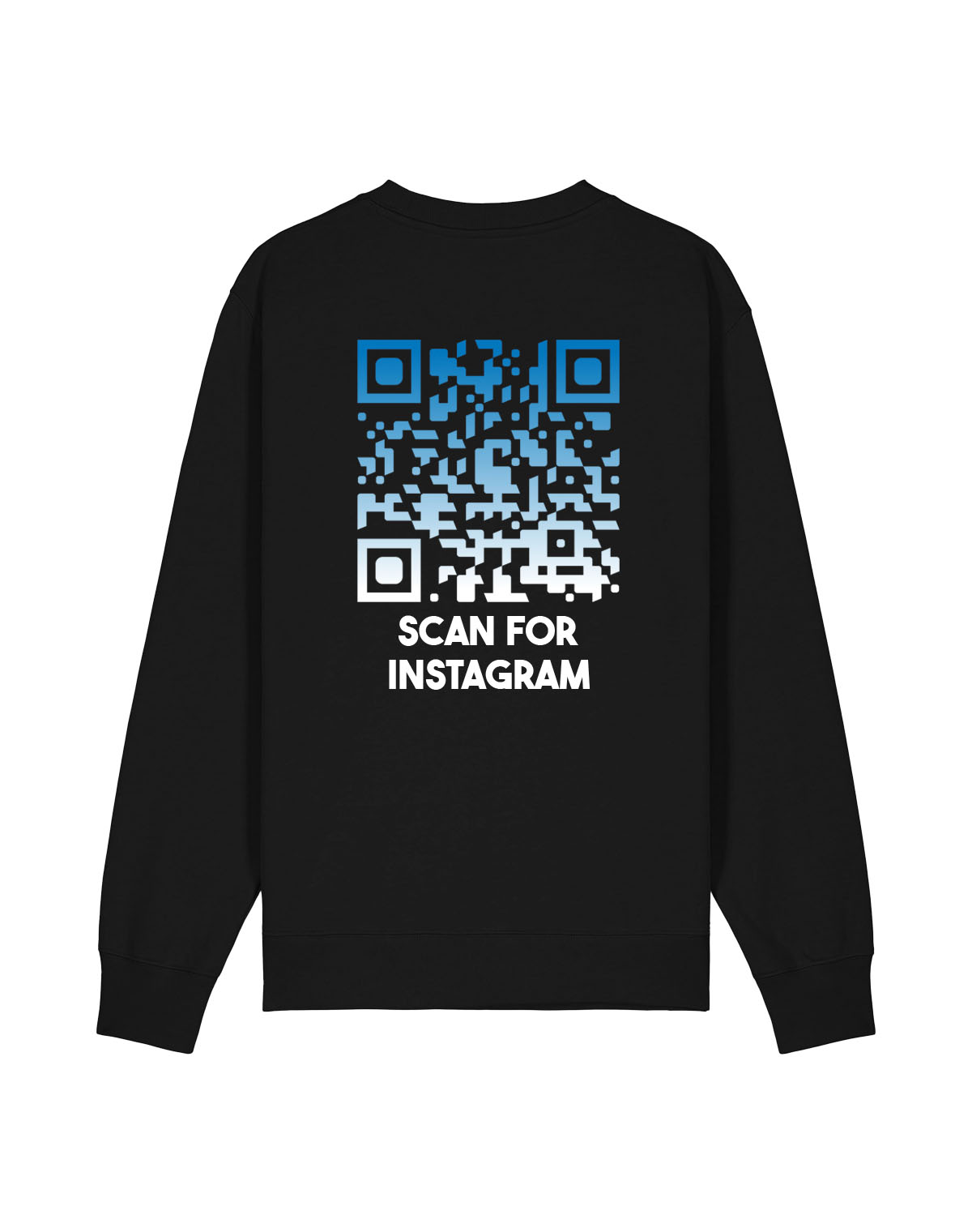 qr code sweatshirt black unisex nightfall scan for instagram