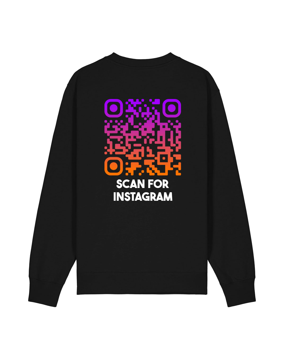 qr code sweatshirt black unisex sunset scan for instagram