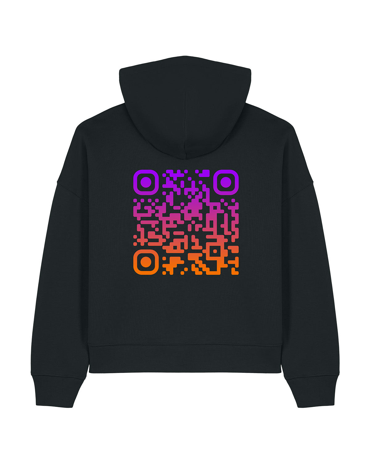 qr code women hoodie unisex black sunset