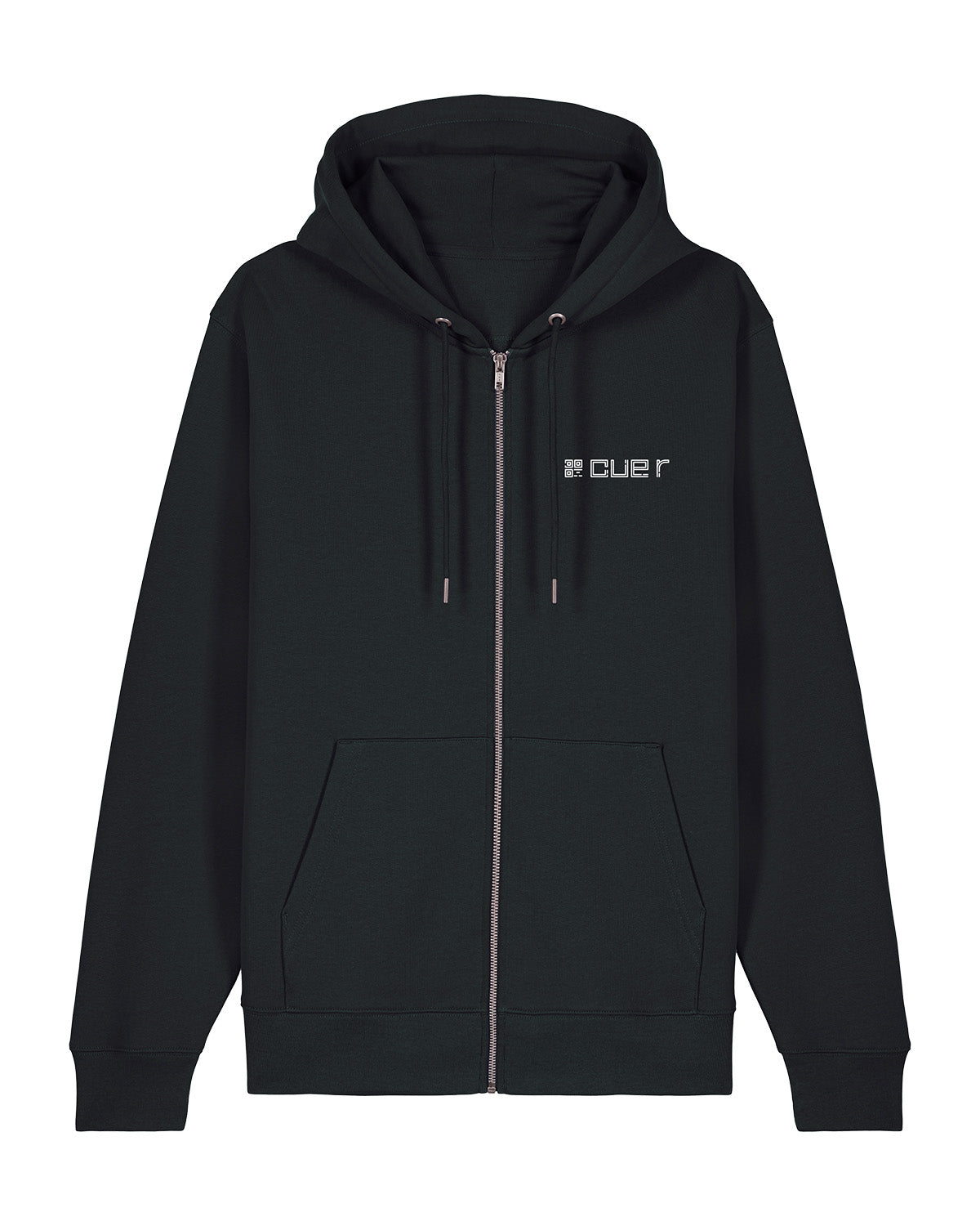qr code zip hoodie black front