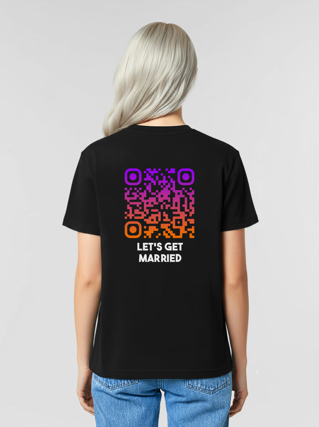 QR-Code T-Shirt Unisex - Let's Get Married - SUNSET