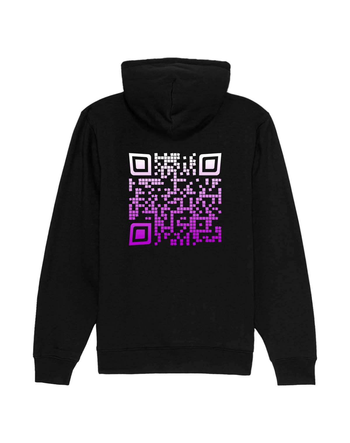 qr code hoodie unisex black cyberpunk