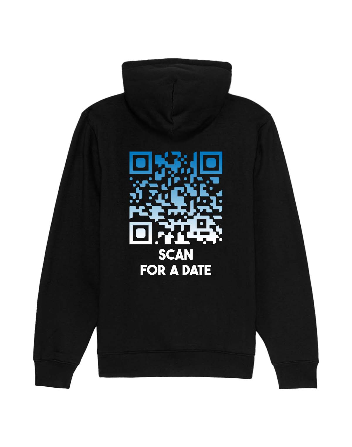 qr code hoodie unisex black nightfall scan for a date