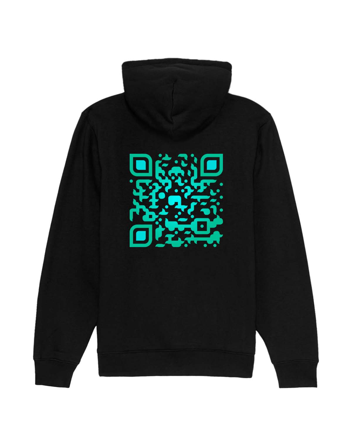 qr code hoodie unisex black ocean