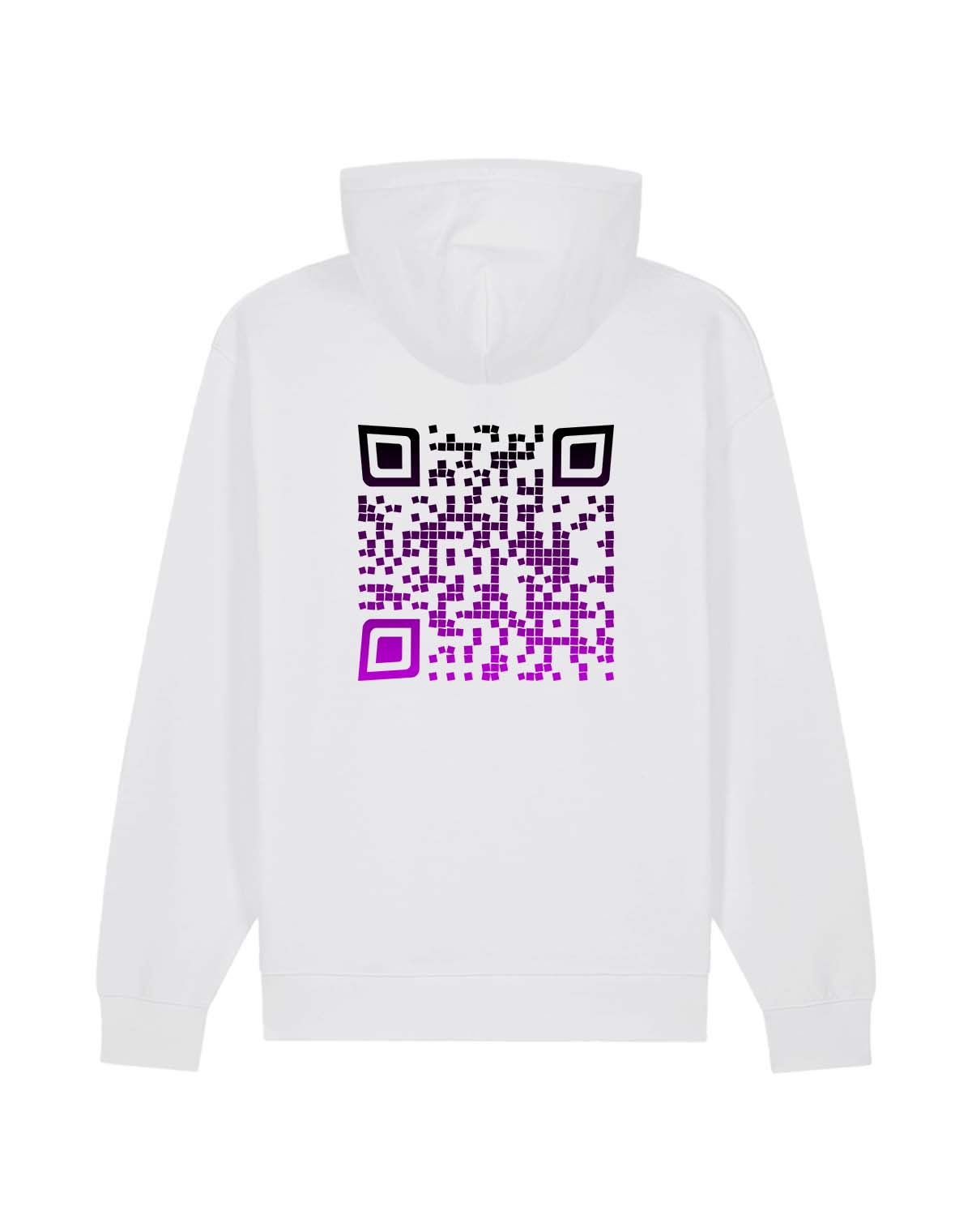 qr code hoodie unisex white cyberpunk