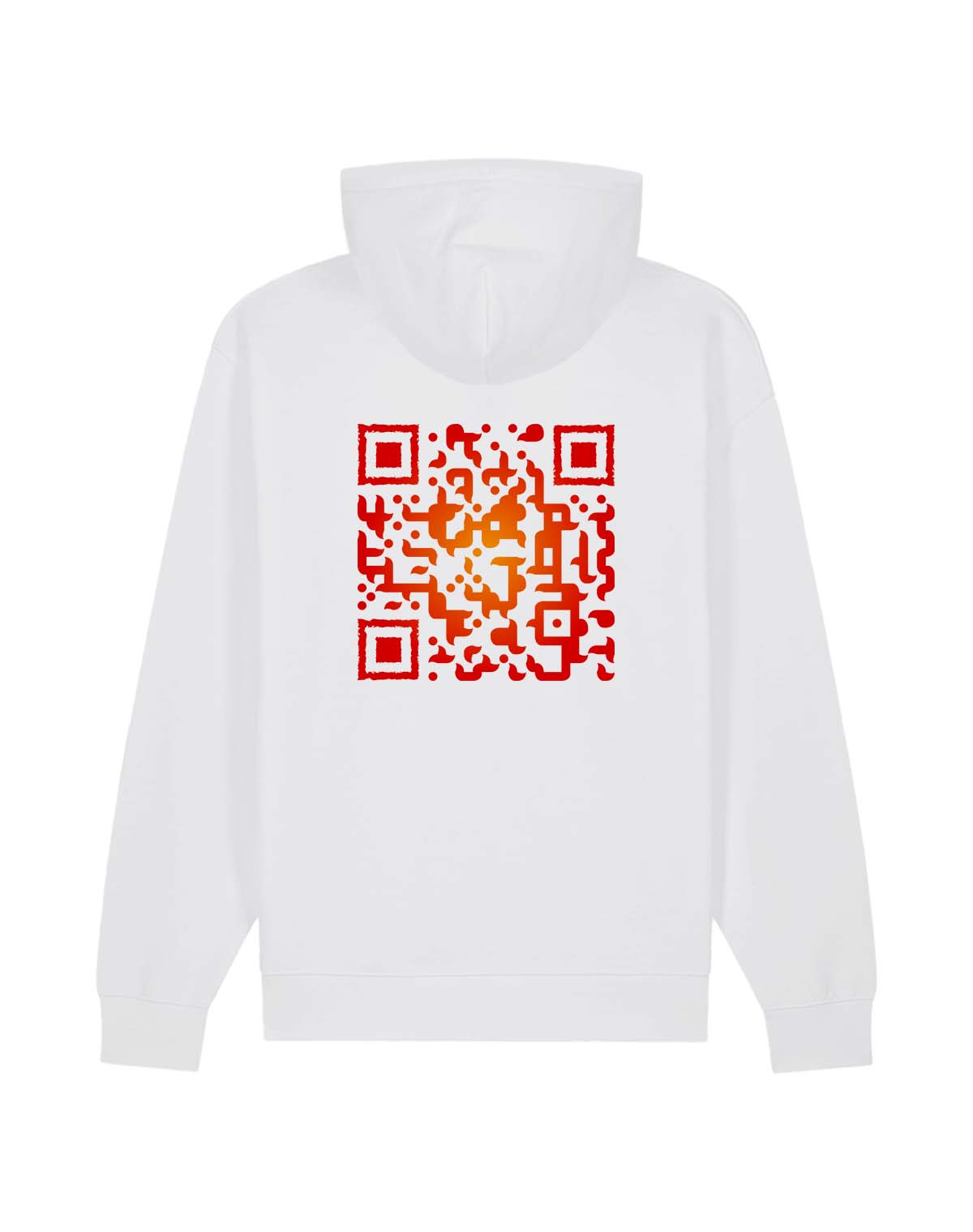 qr code hoodie unisex white fireball