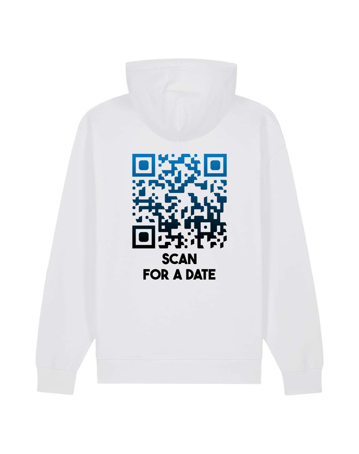 qr code hoodie unisex white nightfall scan for a date