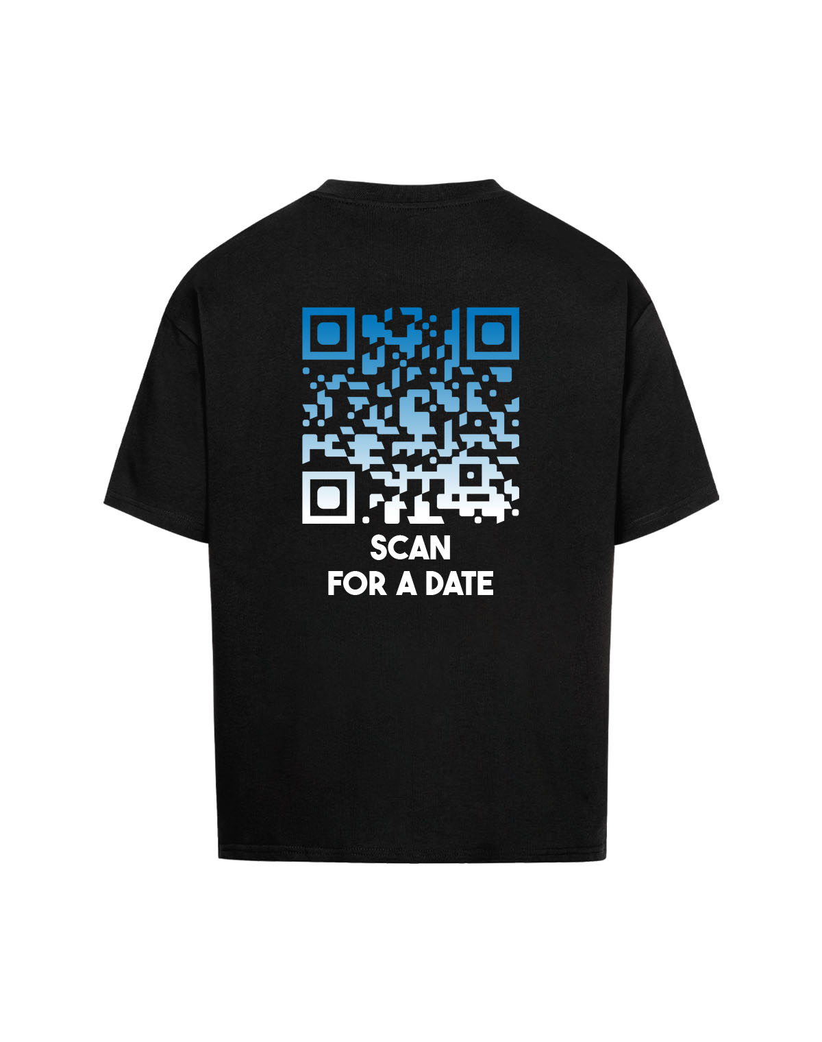 qr code oversized t-shirt black nightfall scan for a date