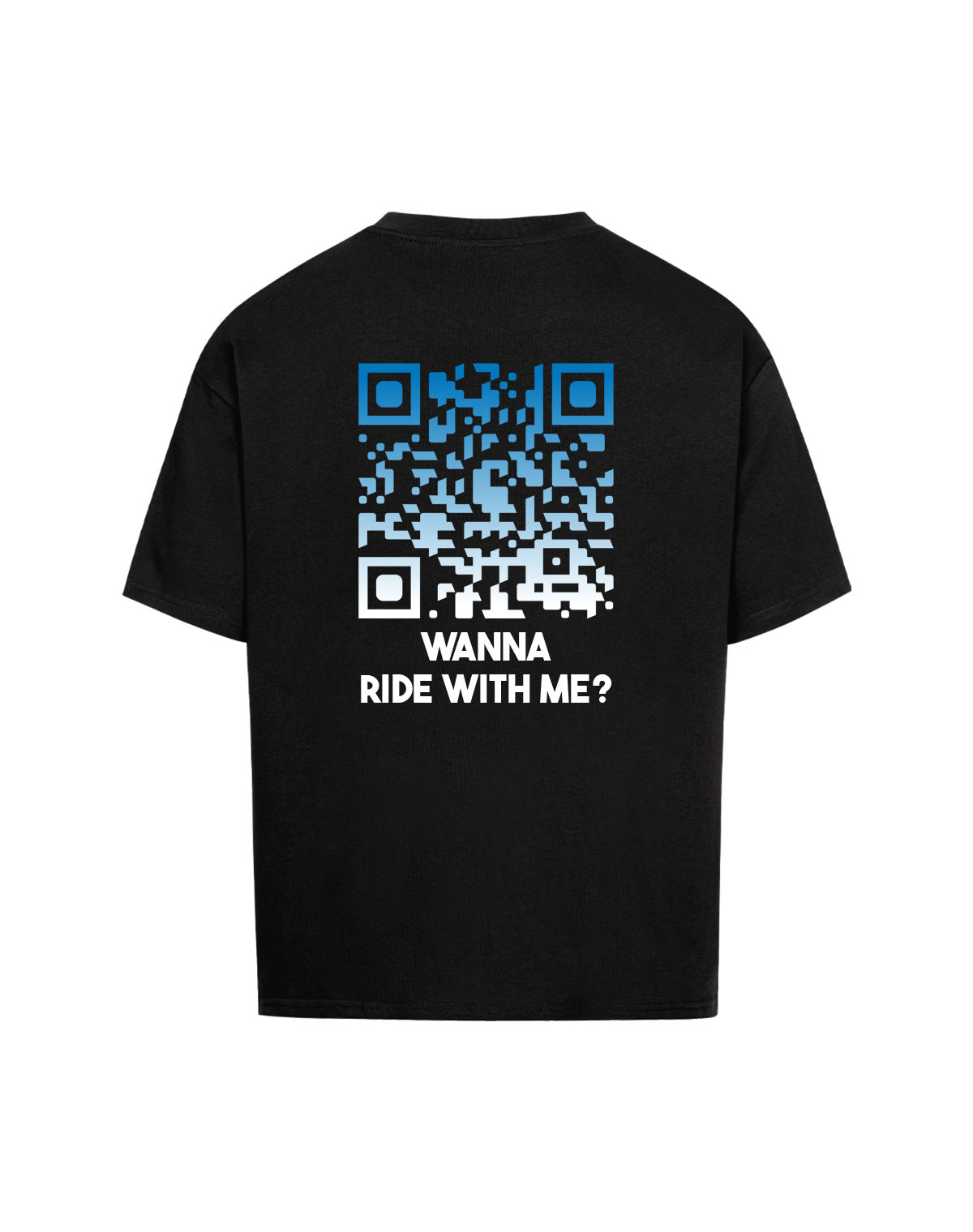 qr code oversized t-shirt black nightfall wanna ride with me