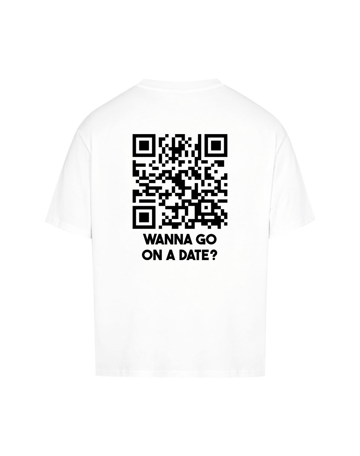 qr code oversized t-shirt white classic wanna go on a date