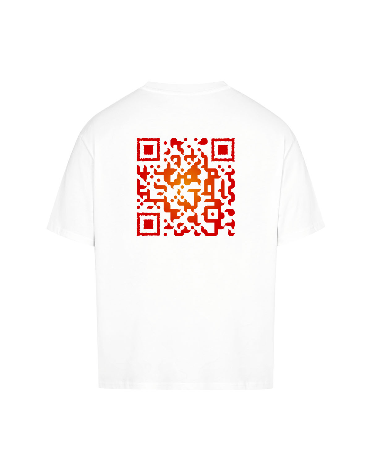 qr code oversized t-shirt white fireball