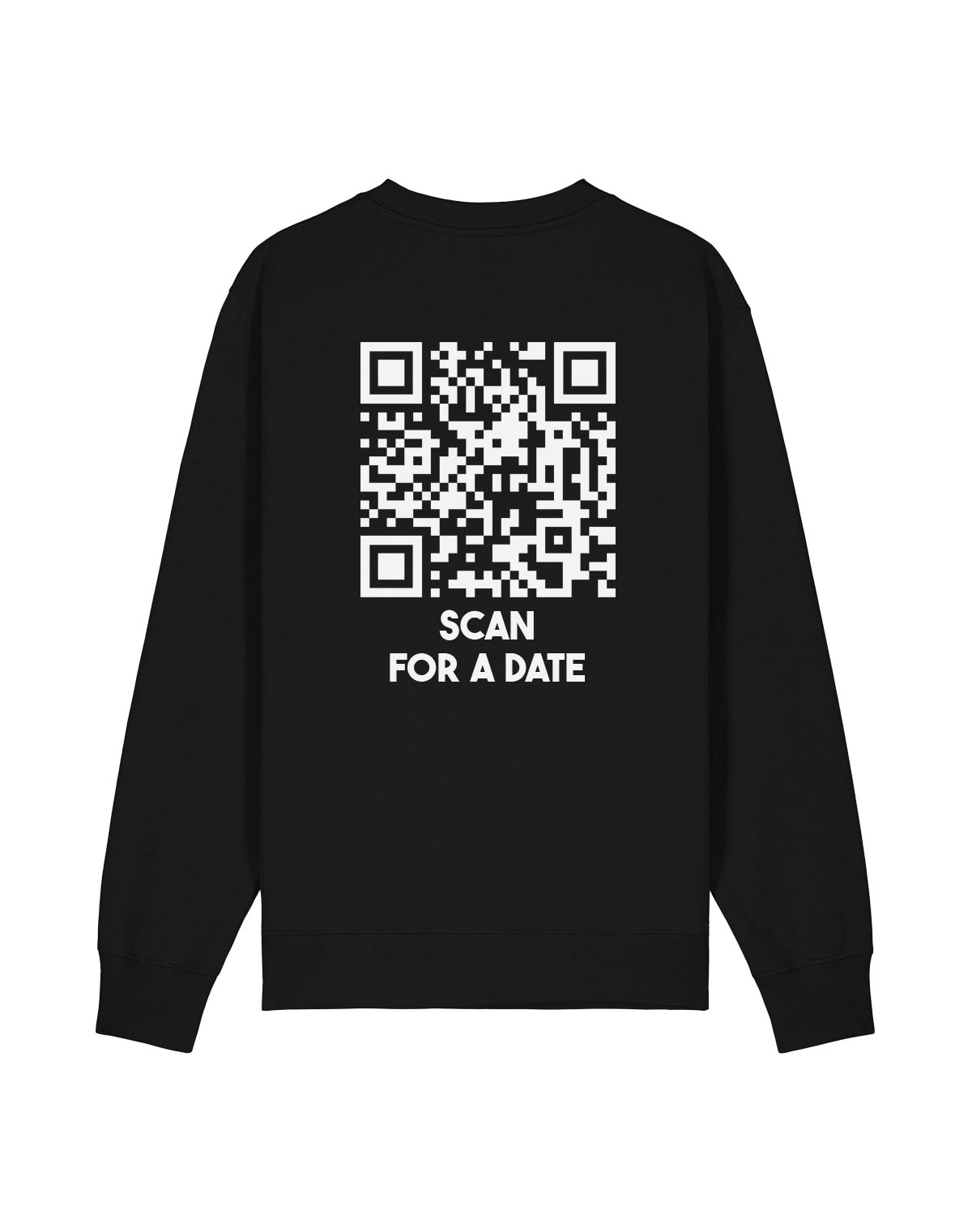 qr code sweatshirt black unisex classic scan for a date