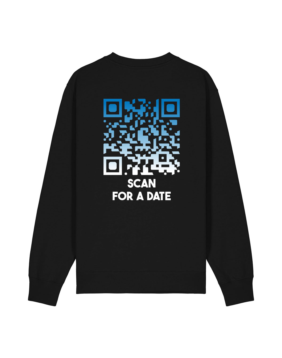 qr code sweatshirt black unisex nightfall scan for a date