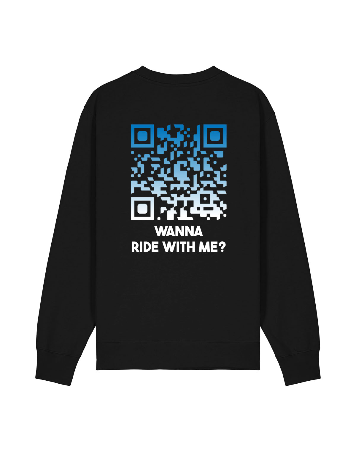 qr code sweatshirt black unisex nightfall wanna ride with me