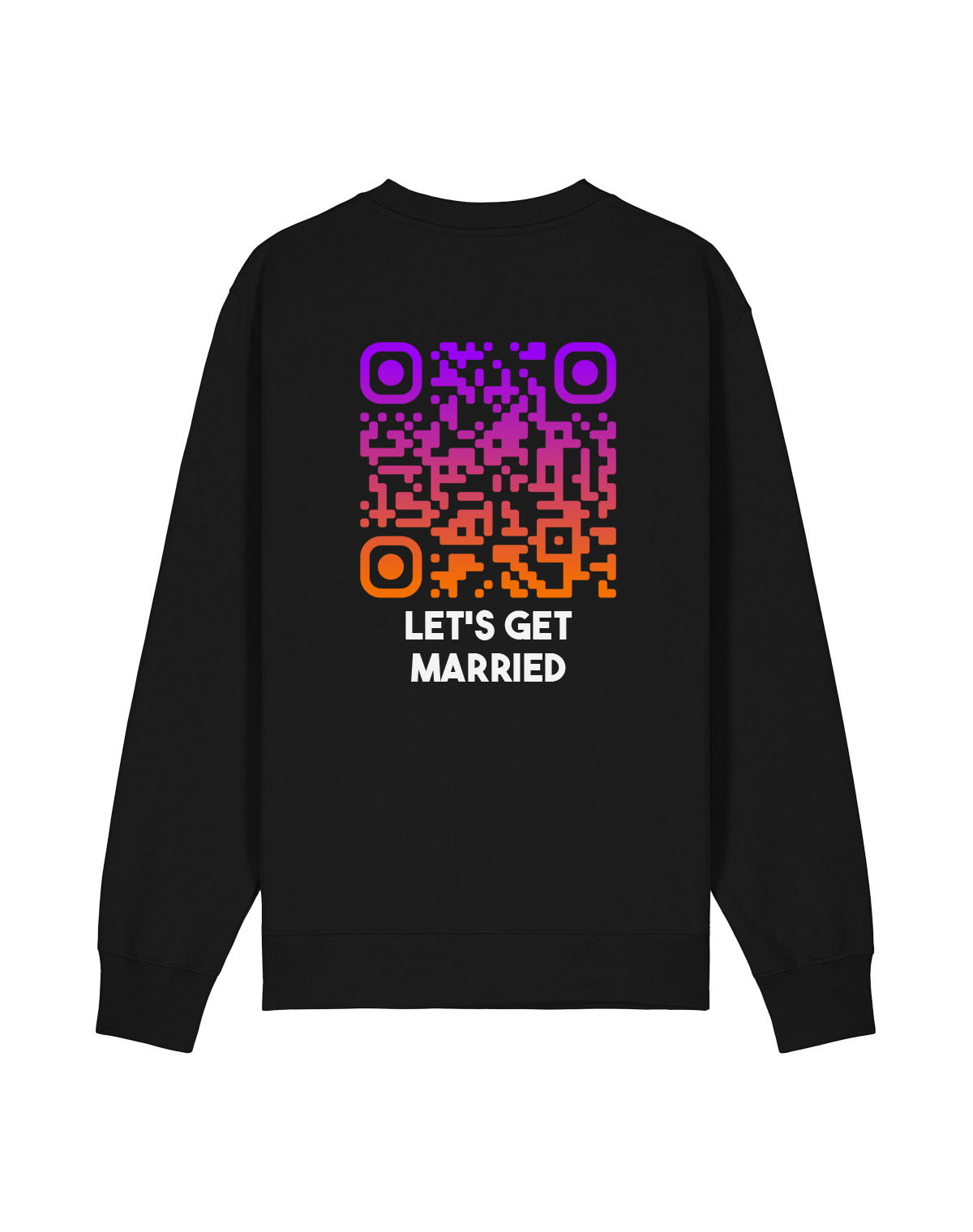 qr code sweatshirt black unisex sunset lets get married