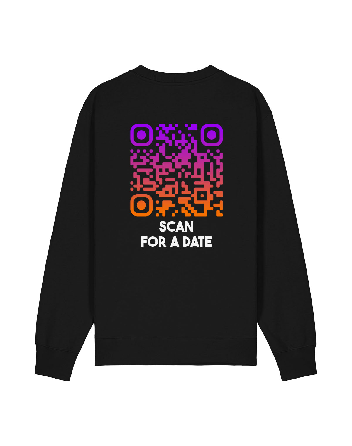 qr code sweatshirt black unisex sunset scan for a date