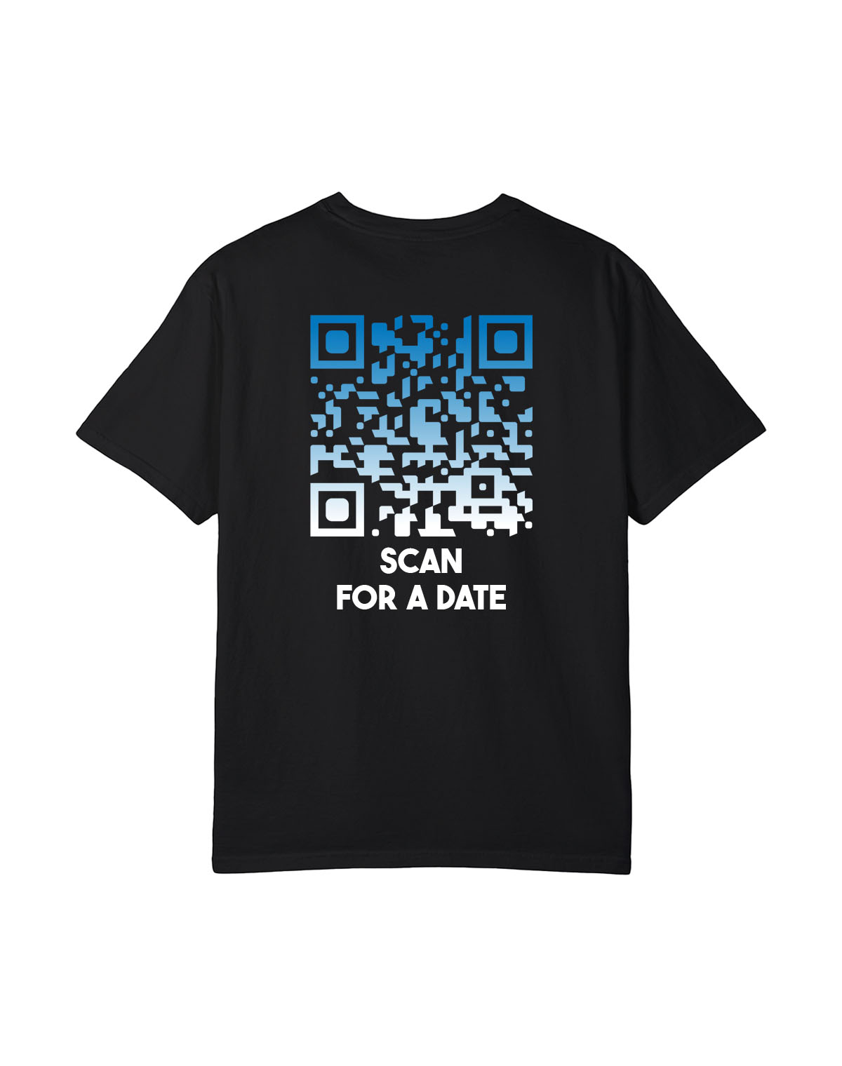 qr code t-shirt black nightfall scan for a date