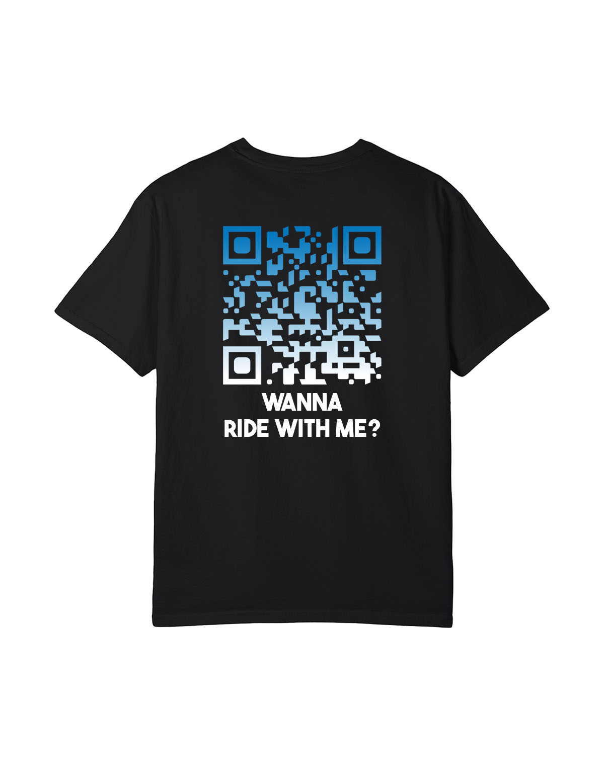qr code_t-shirt black nightfall wanna ride with me