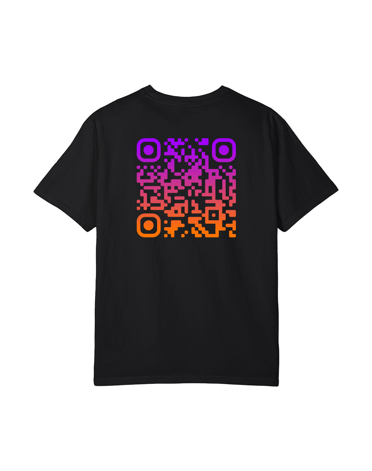 qr code t-shirt black sunset