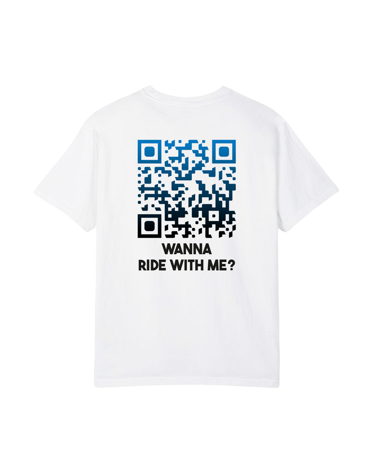 qr code t-shirt white nightfall wanna ride with me