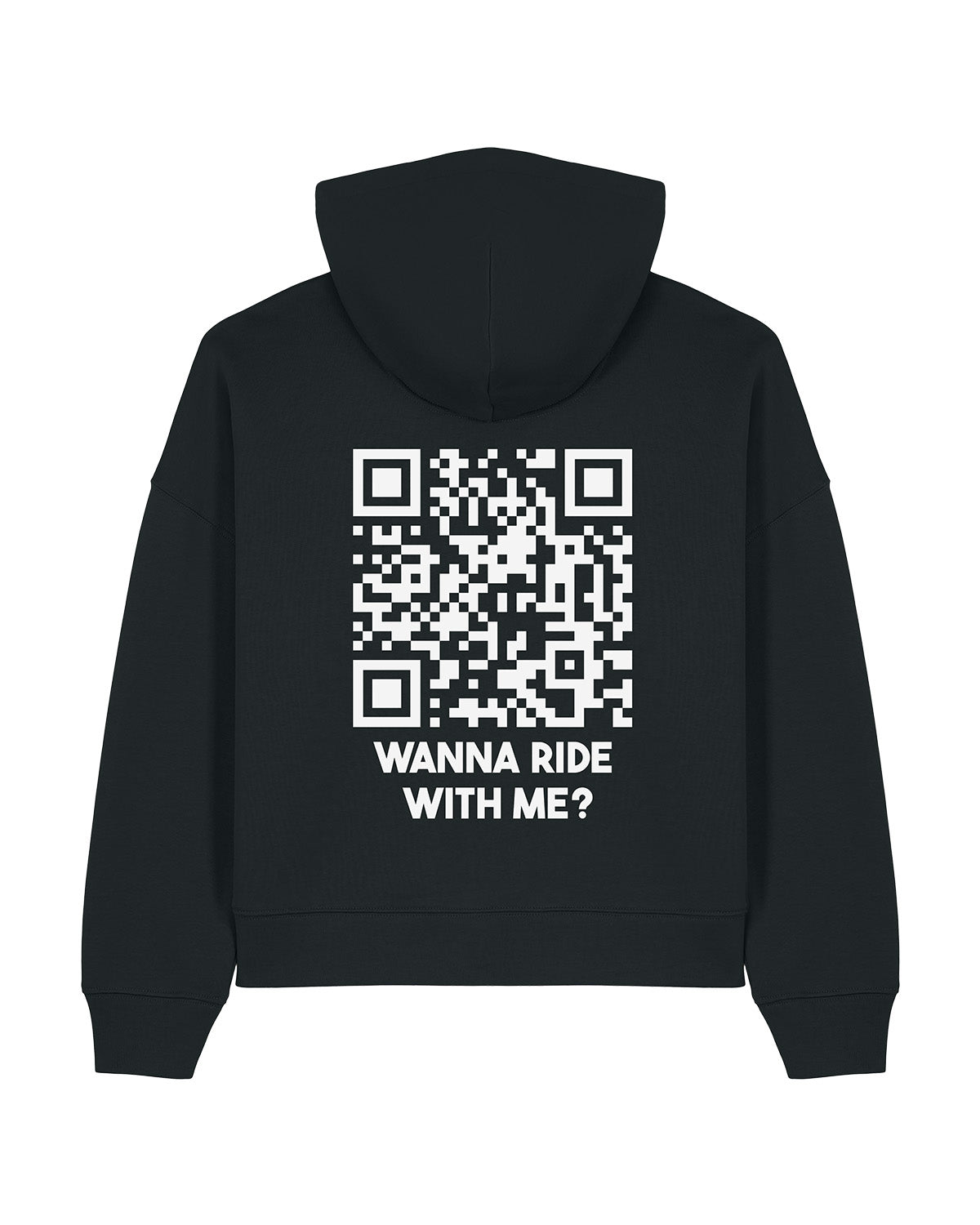 qr code women hoodie unisex black classic wanna ride with me