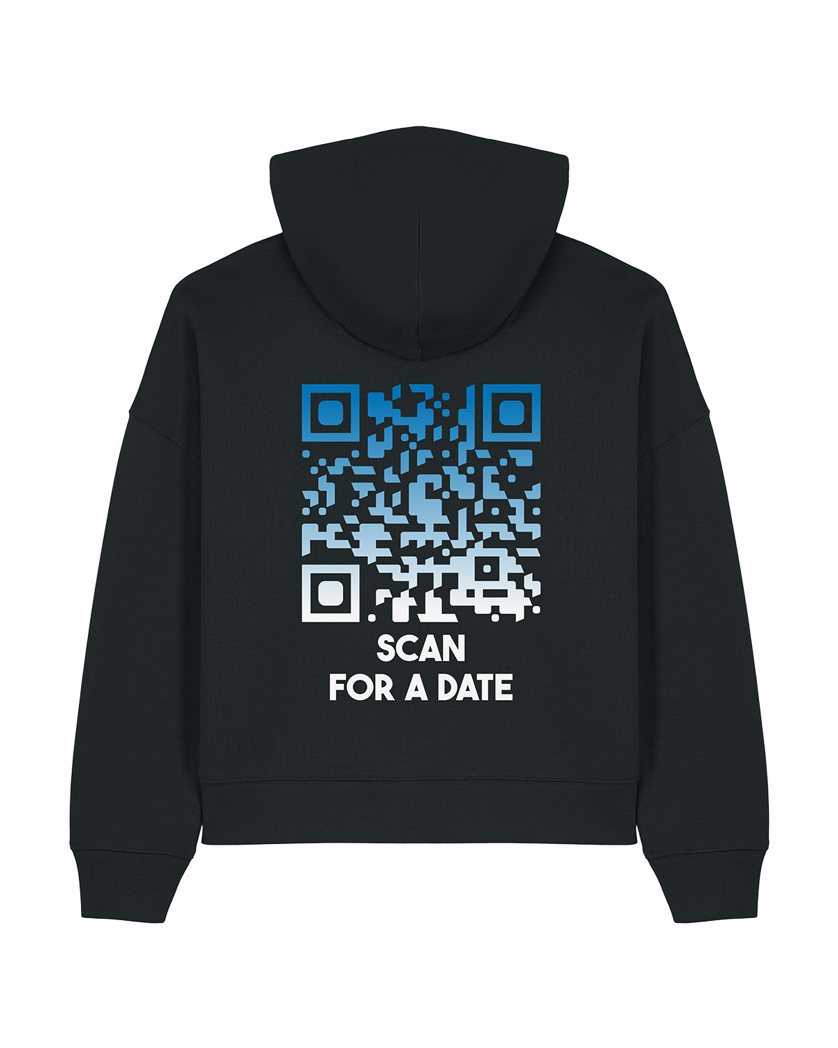 qr code women hoodie unisex black nightfall scan for a date