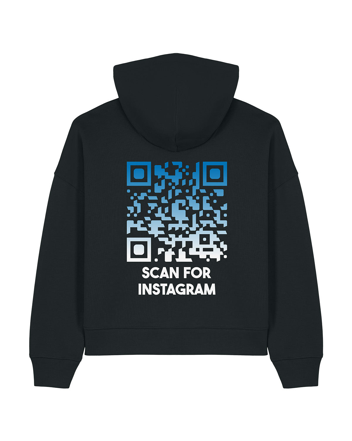 qr code women hoodie unisex black nightfall scan for instagram