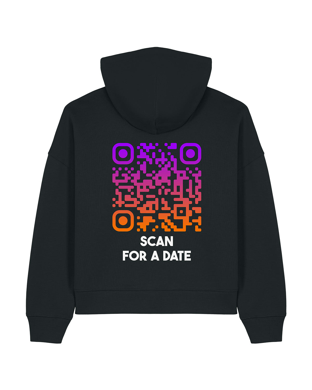 qr code women hoodie unisex black sunset scan for a date