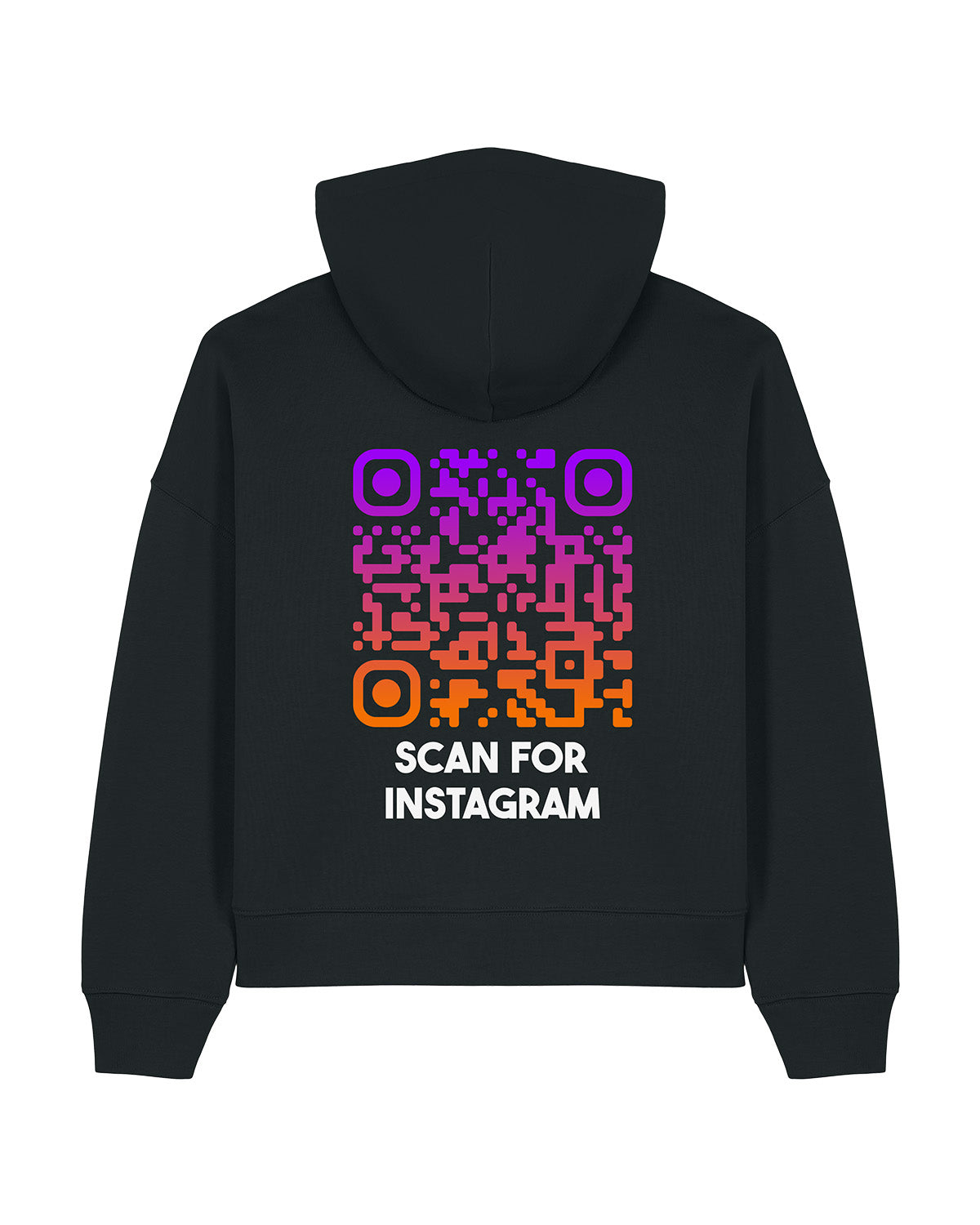 qr code women hoodie unisex black sunset scan for instagram
